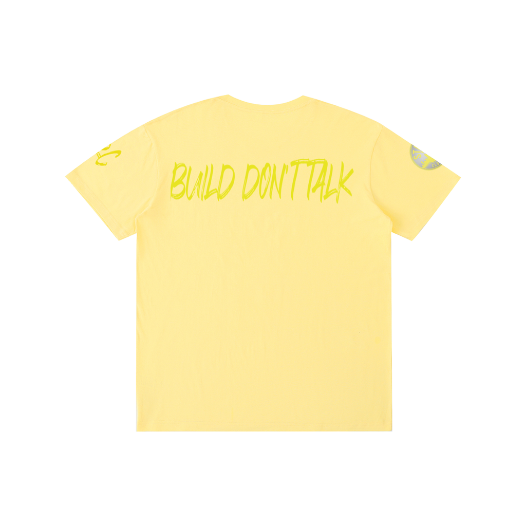 Build Don't Talk Yellow Wave Cotton Unisex T-Shirt