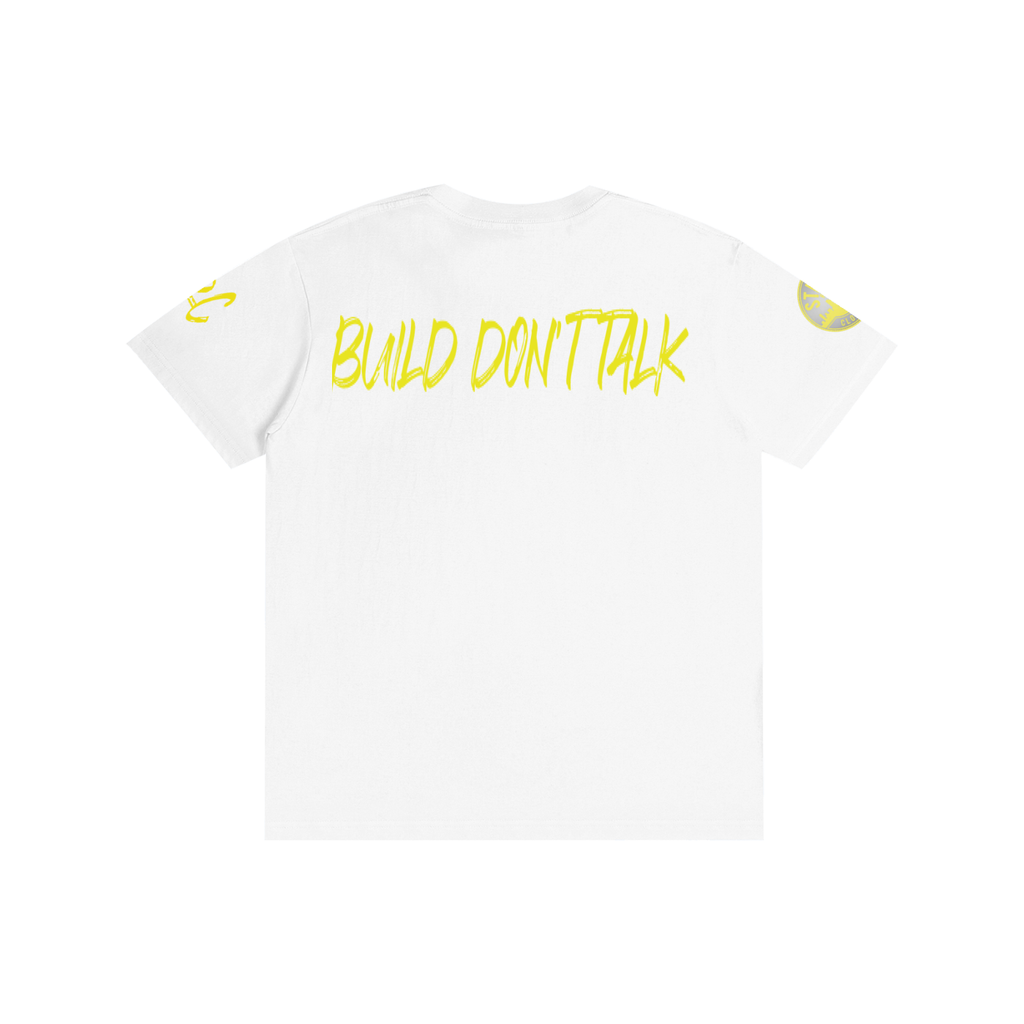 Build Don't Talk Yellow Wave Cotton Unisex T-Shirt